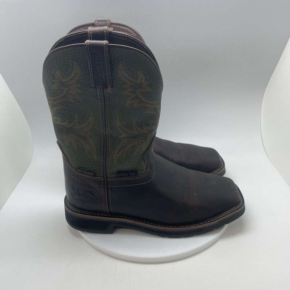 Justin Boots Mens 8 EE SE4570 Keavan Brown Met Guard Steel Toe Waterproof Work